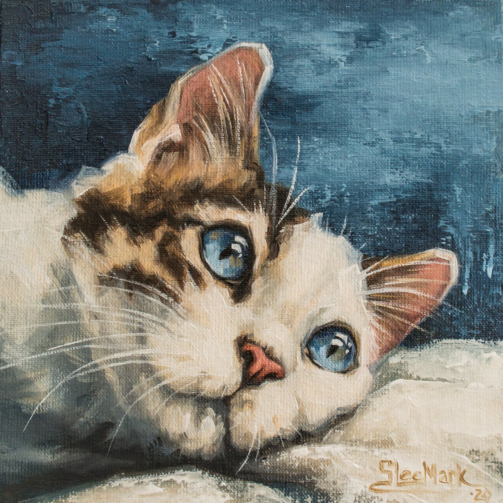 Kitti Original art 6"x6" by S. Lee Mark Cat oil painting, Pet portrait, Ginger cat, Cat portrait, Animal painting, Animal art